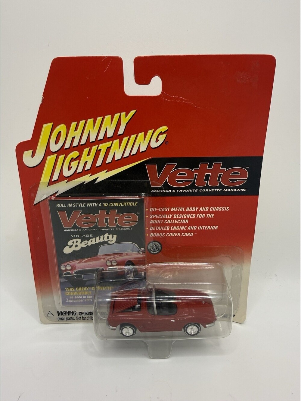 Johnny Lightning Vette 1962 Chevy Corvette Convertible Die Cast Metal Body NIB